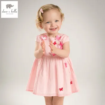 DB5067 dave bella sommer baby girl prinsesse kjole butterfly pynt kjole baby brudekjole kids fødselsdag søde tøj kjole
