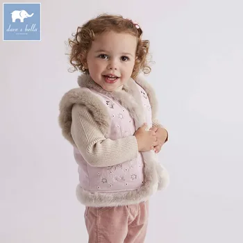 DB5621 dave bella efterår og vinter spædbarn baby girls fashion jakker kids ærmeløs vest lille barn pels børn tøj