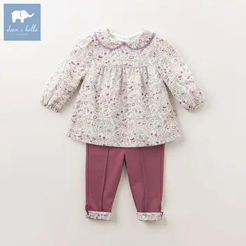 DB5798 dave bella efteråret baby infant piger tøj sæt trykt passer til børn toddler udstyr af høj kvalitet tøj