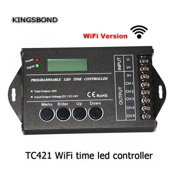 DC12 DC24V TC421 WiFi tid programmerbar led controller lysdæmper rgb akvarium belysning timer input 5 kanaler til led strip