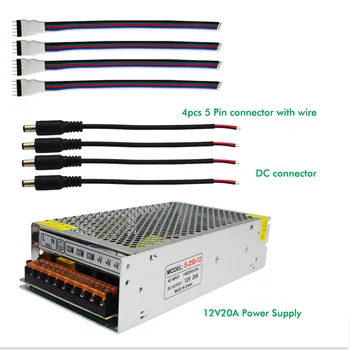 DC12V Led Lys 5050 SMD RGBW RGBWW Led Strip Fleksibel Tape+2,4 G RGBW Led Controller + Power adapter Kit 10M 15M 20M