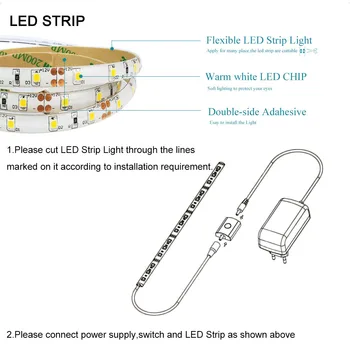 DC12V LED Touch Sensor Strip IP65 Vandtæt 1,5 M Dæmpbar LED Strip Bed Let Kabinet Lys Varm Hvid