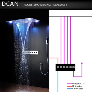 DCACN Multi-Funktion concel Brusebad omskifterventil Stort Vand Flow Fem Vand Forretninger 60L/min Messing Panel Dækker Brusebad Ventil