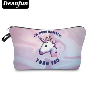 Deanfun 3D Printet Cosmetic Bag Unicorn 2017 Hot Salg Lynlås til Opbevaring Nødvendigheder For Kvinder Makeup Travel Organizer Opbevaring 50768