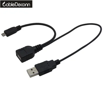 Deconn Mikro-USB-Mand Til USB-Kvindelige Vært OTG Kabel + USB Power Kabel-Y-Splitter