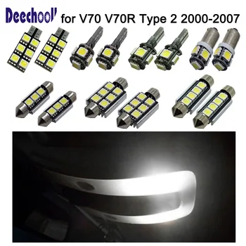 Deechooll 11pcs Bil LED Lys Pære til Volvo V70 V70R 2000-2007,Canbus Hvid Indvendig Belysning for Volvo Type 2-Dome Lys
