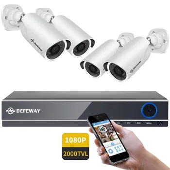 DEFEWAY 1080P HDMI-DVR 2000TVL HD Udendørs Hjem Sikkerhed Kamera System 4CH CCTV Videoovervågning DVR Kit AHD 4 Kamera Sæt Nye