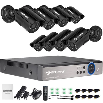 DEFEWAY 8 1200TVL 720P HD Udendørs CCTV Sikkerhed Kamera System 1080N Hjem Videoovervågning DVR Kit 8 CH 1080P HDMI-Udgang