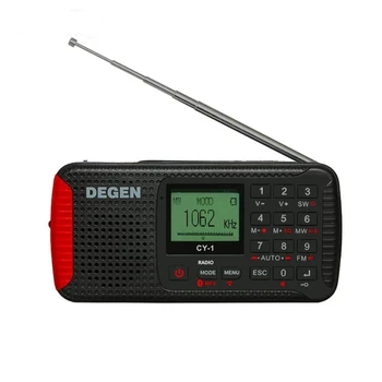 DEGEN CY-1 Dynamo Sol Emergency Radio FM /MW/ SW Vækkeur Kortbølget Transportabel Radio med LCD, SOS, Bluetooth, MP3 Recorder