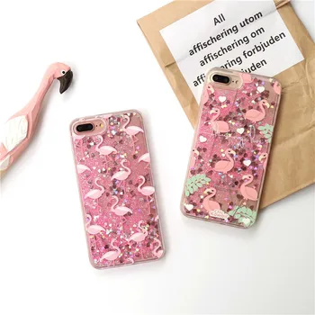 Dejlig Pink flamingo Telefon-etui TPU soft shell til iPhone 6 6s plus 7 7 8 plus coque til iphone 7 6 s Flash pulver Coque
