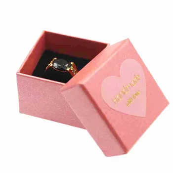 Dejlige søde pap ring produkter pakke max smykker gave display box 10stk med 10pcs hjertet label dekorative 4*4*3 cm størrelse