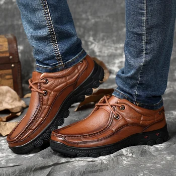 Dekesen 2017 Mænd Sko Klassisk Britisk Ægte Læder Casual sko patent black Walking sko til Mænd lejligheder Sko mandlige