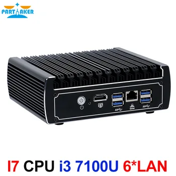 Del 6*Intel 82583V Fanless Mini-PC-Linux Firewall, VPN Router DHCP Server AES-NI støtte Med Intel Skylake Core i3 7100u