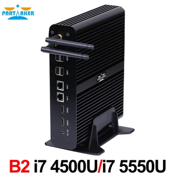 Del B2 Fanless Mini PC Intel Core I7 4500u i7 5500u i7 5550u Barebone Max 16G RAM 512G SSD 1TB HDD Trådløst HDMI