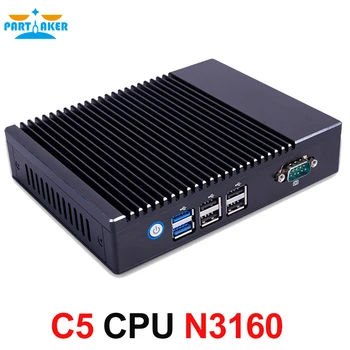 Del Quad Core N3160 Fanless Mini PC med Windows 7 8 10 Dual LAN, NIC WIFI PFsense Som Router, Firewall, Server Micro Computer