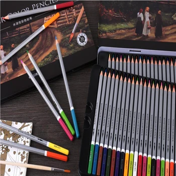 Deli Kontorartikler 72 Farver farvet blyant Sæt for Tegning, Maleri Skitse Tin Box Art school Leverer Professionelle blyant