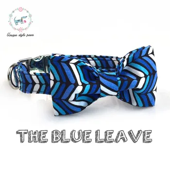 Den blå plaid hund krave og kat krave med en butterfly, bløde og bomuld stof justerbar spænde for pet