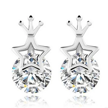 Den nye high-grade efterligning crystal øreringe engros fine fem-takkede stjerne, koreanere crown