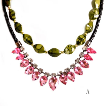Den nye mode kvinders smykker engros piger, fødselsdagsfest grøn pink med en smuk kvast halskæde til gratis fragt
