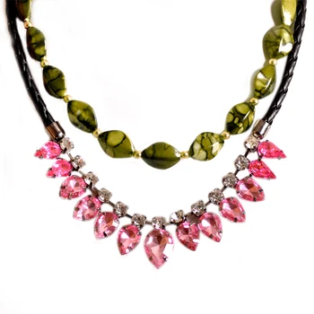Den nye mode kvinders smykker engros piger, fødselsdagsfest grøn pink med en smuk kvast halskæde til gratis fragt