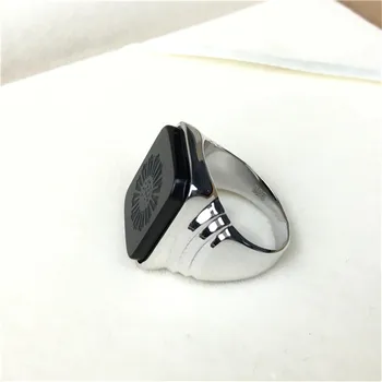 Den Store Gatsby af Høj Kvalitet Mænds Ring Sort Onyx 925 Sterling Sølv Ring Mænds Smykker Sølv Farve Charme Ring For Mænd