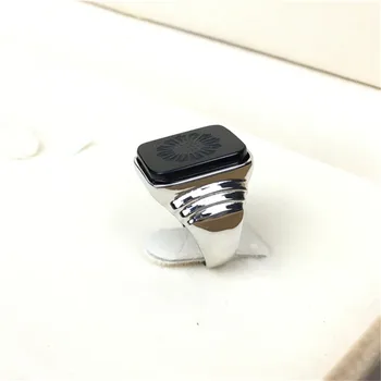Den Store Gatsby af Høj Kvalitet Mænds Ring Sort Onyx 925 Sterling Sølv Ring Mænds Smykker Sølv Farve Charme Ring For Mænd