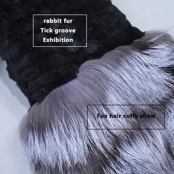Den ægte kanin pels striber Mode fox manchet Med bælte, Lomme Pels tøj vinteren kvinde russiske 5XL syv point ærme pels