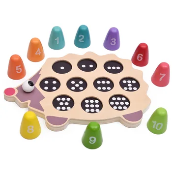 Dental Hus Pædagogiske Træ-Montessori Legetøj Matematik Toy Tegnefilm Farverige Pindsvin Matchende Tal Spædbarn Baby Fødselsdag Gave