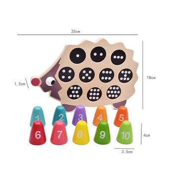 Dental Hus Pædagogiske Træ-Montessori Legetøj Matematik Toy Tegnefilm Farverige Pindsvin Matchende Tal Spædbarn Baby Fødselsdag Gave