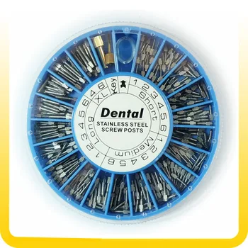 Dental RUSTFRIT STÅL Skrue Indlæg 120pcs&2Key Dental Skrue Indlæg Dental Forsyninger dentale materialer gratis forsendelse