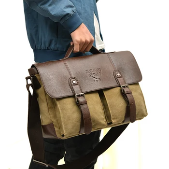 Designer Mærke Vintage mænd messenger tasker mode mandlige skuldertaske lærred med læder Crossbody Tasker Rejsetaske gratis fragt