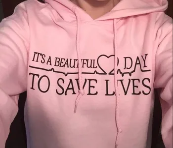 Det er en smuk dag med til at redde liv citat girls fashion tumblr hoodie med lange ærmer høj kvalitet pink hættetrøje piger