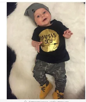 Deta 2016 baby boy tøj sæt bomuld Mode bogstaver påtrykt T-shirt+bukser 2stk Spædbarn tøj nyfødte baby tøj sæt