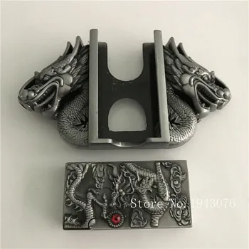 Detail Nye Stil og Høj kvalitet Silver Dragon lettere Mænds Bæltespænder Med Metal Cowboy Bælte Hoved Smykker Passer 4cm Wideth Bælte