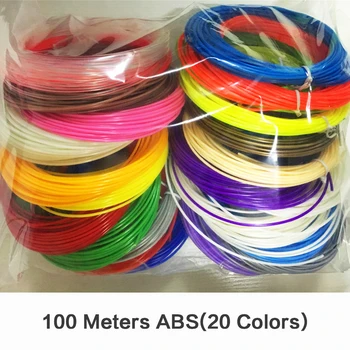 Dewang 100 Meter, 20 farver, ABS Plast Ledning 1.75 mm 3D-Printer Materialer Tråde ROHS certificeret 3D-Pen Filament