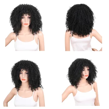 Deyngs Afro Kinky Curly Korte Parykker Til Kvinder Naturlige Varmeandig Syntetisk Frisure Brun Blond Sort Farve Tilgængelig