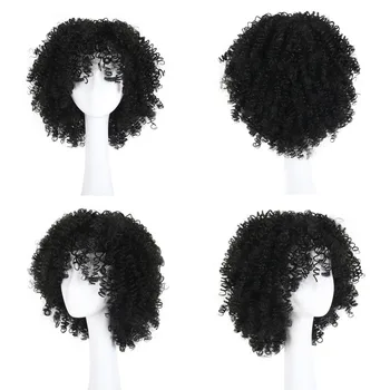 Deyngs Korte Pixie Cut Afro Kinky Curly Syntetiske Parykker Med Pandehår For Sorte Kvinder Naturlig Sort/Rød African American Hår Parykker