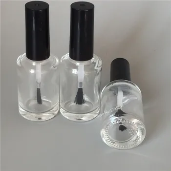 DHL Gratis 200pcs/15 ml masse Runde Form Tom Neglelak Flaske Bærbare Børste Nail Art Beholder, Glas Negle Olie Flasker