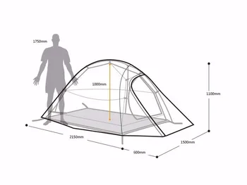 DHL gratis fragt 2 Person NatureHike Telt 20D Silikone Stof Dobbelt-lag Camping Telt Let Kun 1.24 kg NH