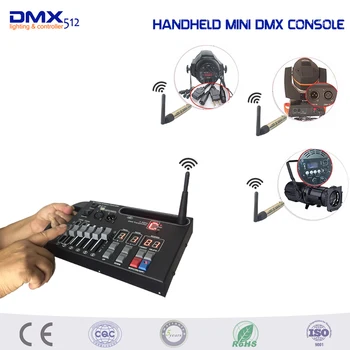 DHL Gratis fragt Håndholdte MINI 54ch wireless dmx-konsol for hjem KTV DJ scene lys kan bruge 9V batteri fase belysning konsol