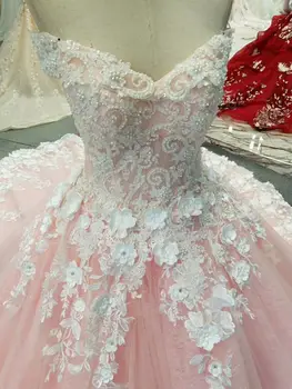 Diamant Tyl Vintage Brudekjole 2018 Vestidos de Noivas Perler Pink Blomster Bride Kjoler skræddersyet Princesa Bryllup Operationskitler