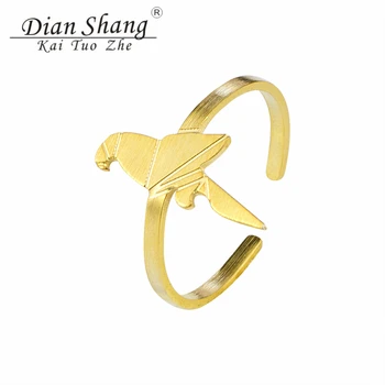 DIANSHANGKAITUOZHE Mode Resizable Origami Papegøje Fugl Ringe til Kvinder i Rustfrit Stål Dyr Kortfattet Smykker Valentines Gave