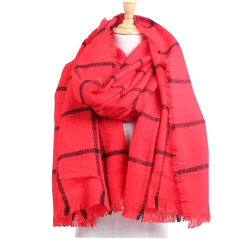 [DIFANNI] God kvalitet Za Vinter lang Tørklæde Plaid Tørklæde Designer Unisex Akryl Grundlæggende Sjaler Bløde Kvinders Tørklæder hot salg