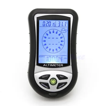 Digital 8-i-1 LCD-Kompas Højdemåler Barometer Thermo Temperatur Ur Kalender 8in1 digital højdemåler+ Nøglesnore