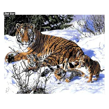 Digital Diy olie maleri af numre sne tiger wall decor billede på lærred olie maling farvelægning af tal, tegning dyr xsh