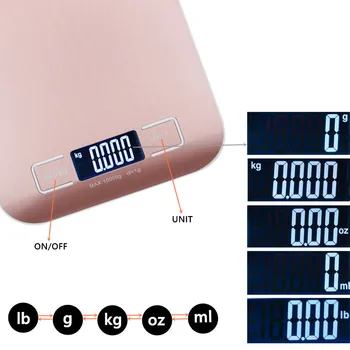 Digital Skala 10 kg, 1g LCD-Display køkkenvægt i Rustfrit Stål Elektronisk Vægt Madlavning Måling af Værktøjs-39%off
