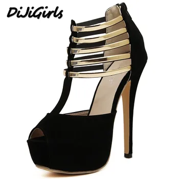 DijiGirls Nye forår sommer sko kvinde høje hæle sandaler fest bryllup kjole peep toe kvinder pumper, platforme gladiator sko