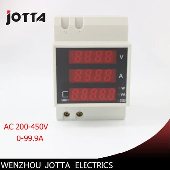 Din-skinne Dobbelt LED-display Spænding og strøm meter Din-skinne voltmeter amperemeter række AC 200-450V 0.1-99.9 EN