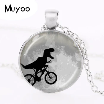 Dinosaur på Cykel Full Moon Halskæde Vedhæng Cykel Smykker Punk Dyr Sweater Kæde Mode Tøj, Accessories HZ1