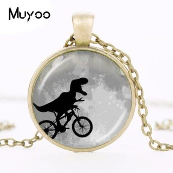 Dinosaur på Cykel Full Moon Halskæde Vedhæng Cykel Smykker Punk Dyr Sweater Kæde Mode Tøj, Accessories HZ1